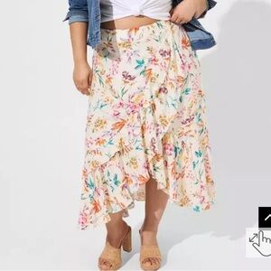 NWT Torrid Maxi Swiss Dot Ruffle Hi-Low Skirt Size 2/2X